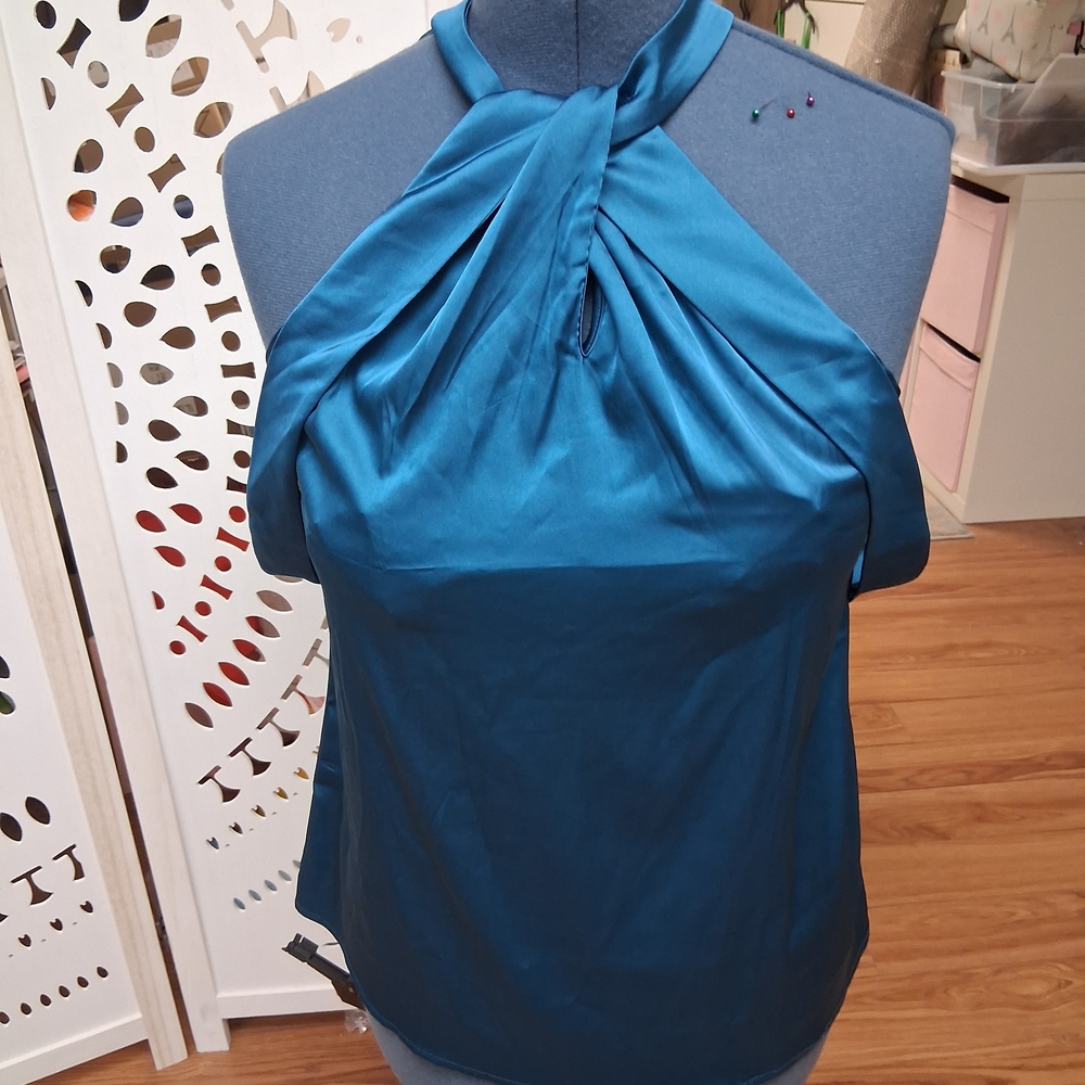 Women's Elegant Teal Halter Top NWT